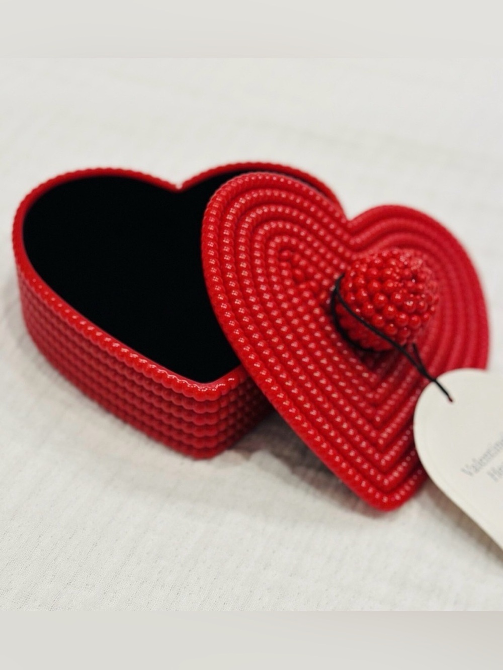 5/$25 Threshold Red Beaded Heart Trinket Box